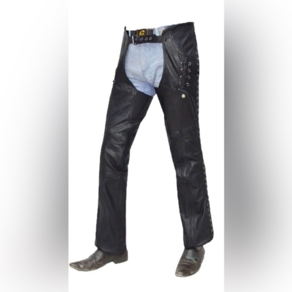 UNIK Chaps Black Leather Women’s Biker Chaps, XS